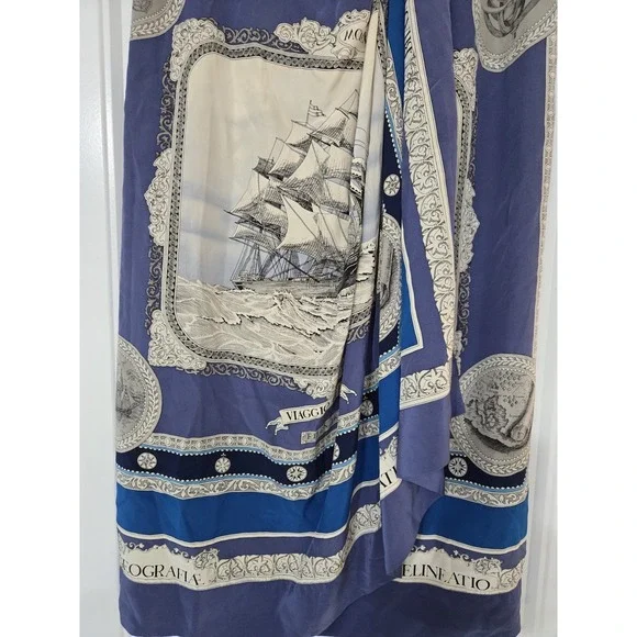 Linda Allard Ellen Tracy Silk Sailboat Midi Skirt Size 6 - Picture 4 of 8